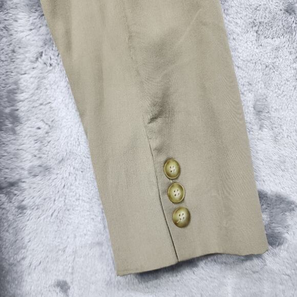 Vintage Hugo Buscati Milano Skirt Suit Womens 6 PETITE Tan Silk Double Breasted - Picture 4 of 14